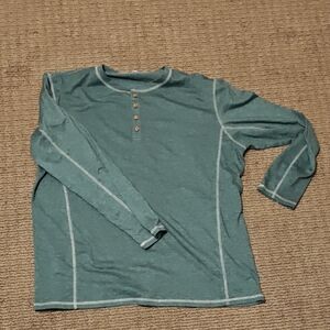 Teal Long Sleeve Henley Shirt